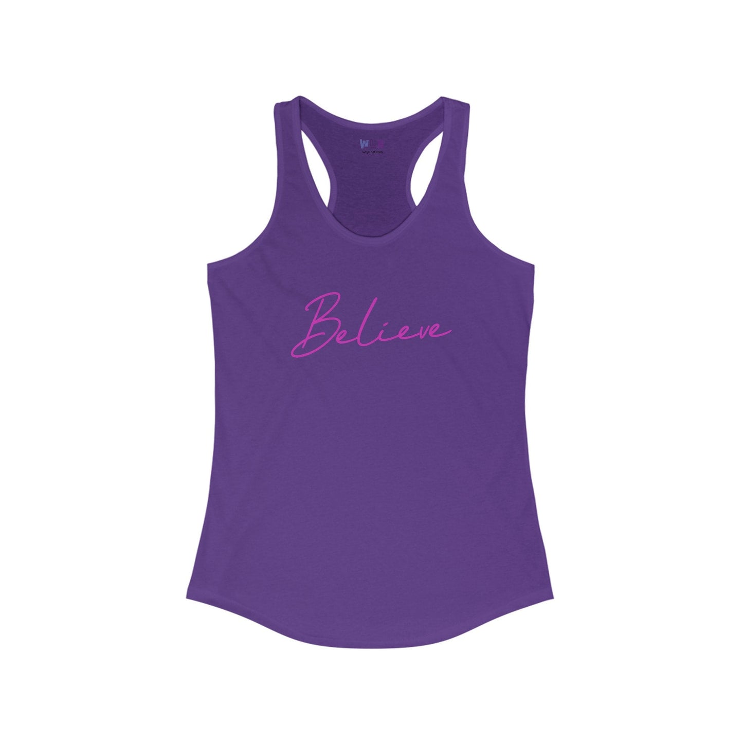 Believe Inspirational marathon or any sports women's racerback tank top