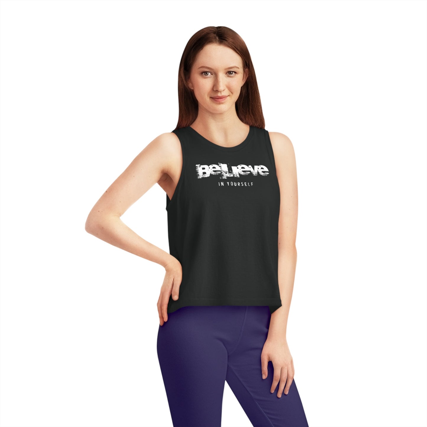 Believe in Yourself v2 ladies Dancer Cropped Tank Top Motivational Workout Fitness Dance TShirt