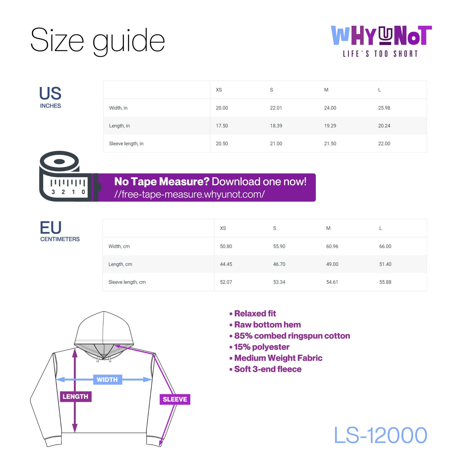 Crop Hoodie Size Guide