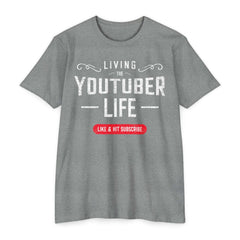 Flat lay thumbnail of Cotton and Polyester T-Shirt in color Dark Heather Grey on a white background