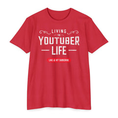 Flat lay thumbnail of Cotton and Polyester T-Shirt in color CVC Red on a white background