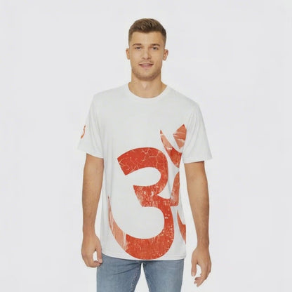 Vintage Ohm Symbol Skater Spiritual Tee for Men (White)