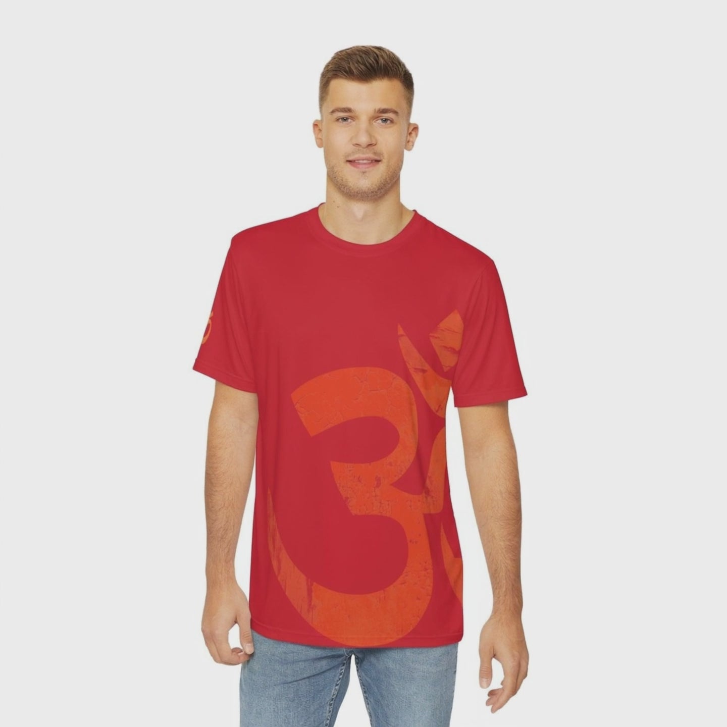 Vintage Ohm Symbol Skater Spiritual Tee for Men (Dark Red)