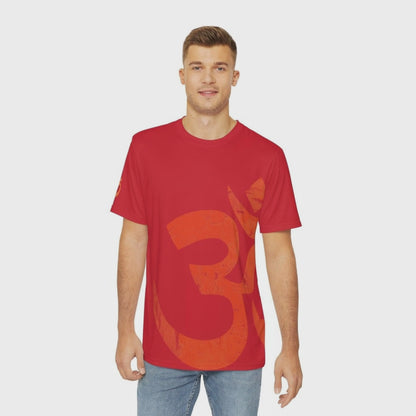 Vintage Ohm Symbol Skater Spiritual Tee for Men (Dark Red)