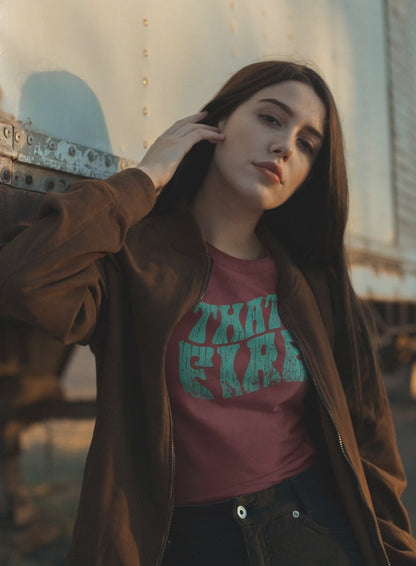 Women's 70s Vintage Style T-Shirt – Retro "That's Fire" Graphic Tee