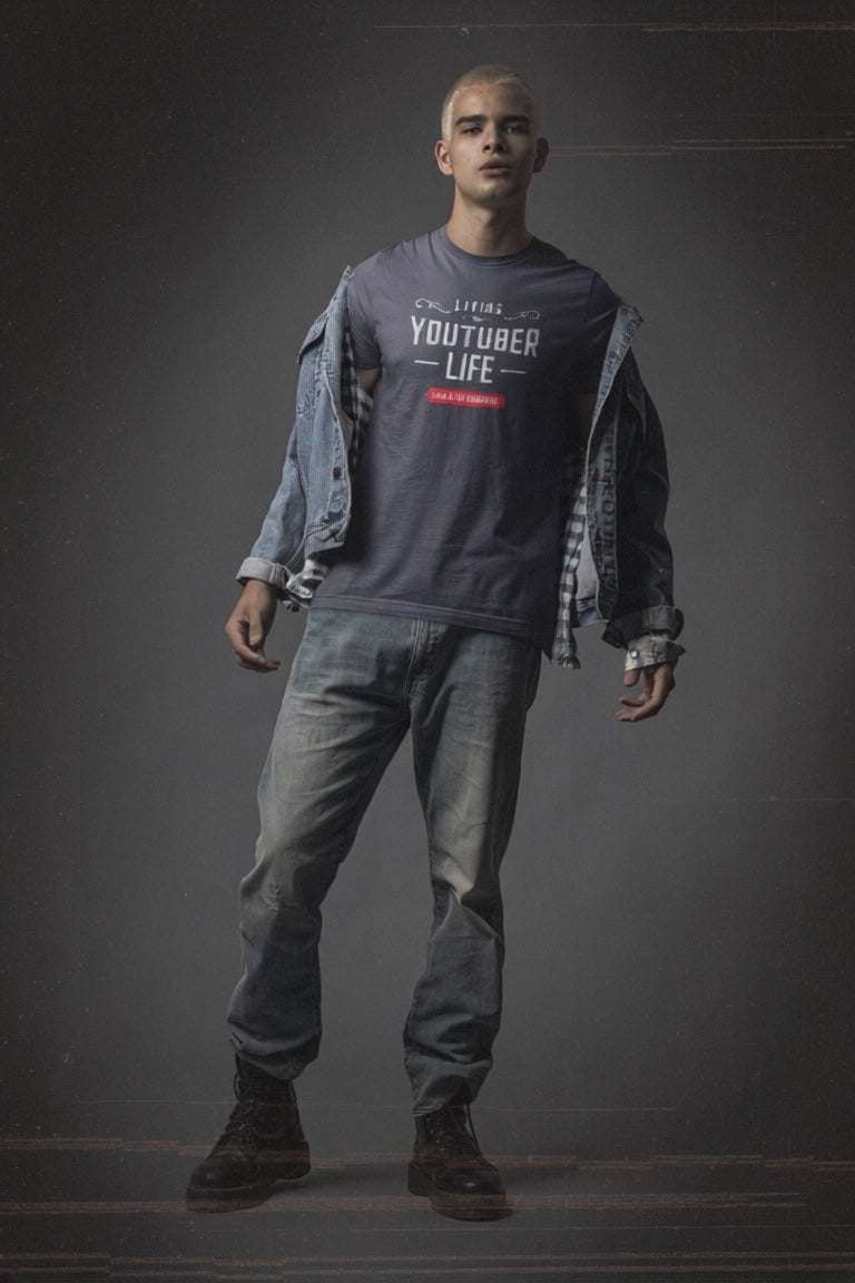 Living the Life of a Youtuber 100% Cotton Mens Tee