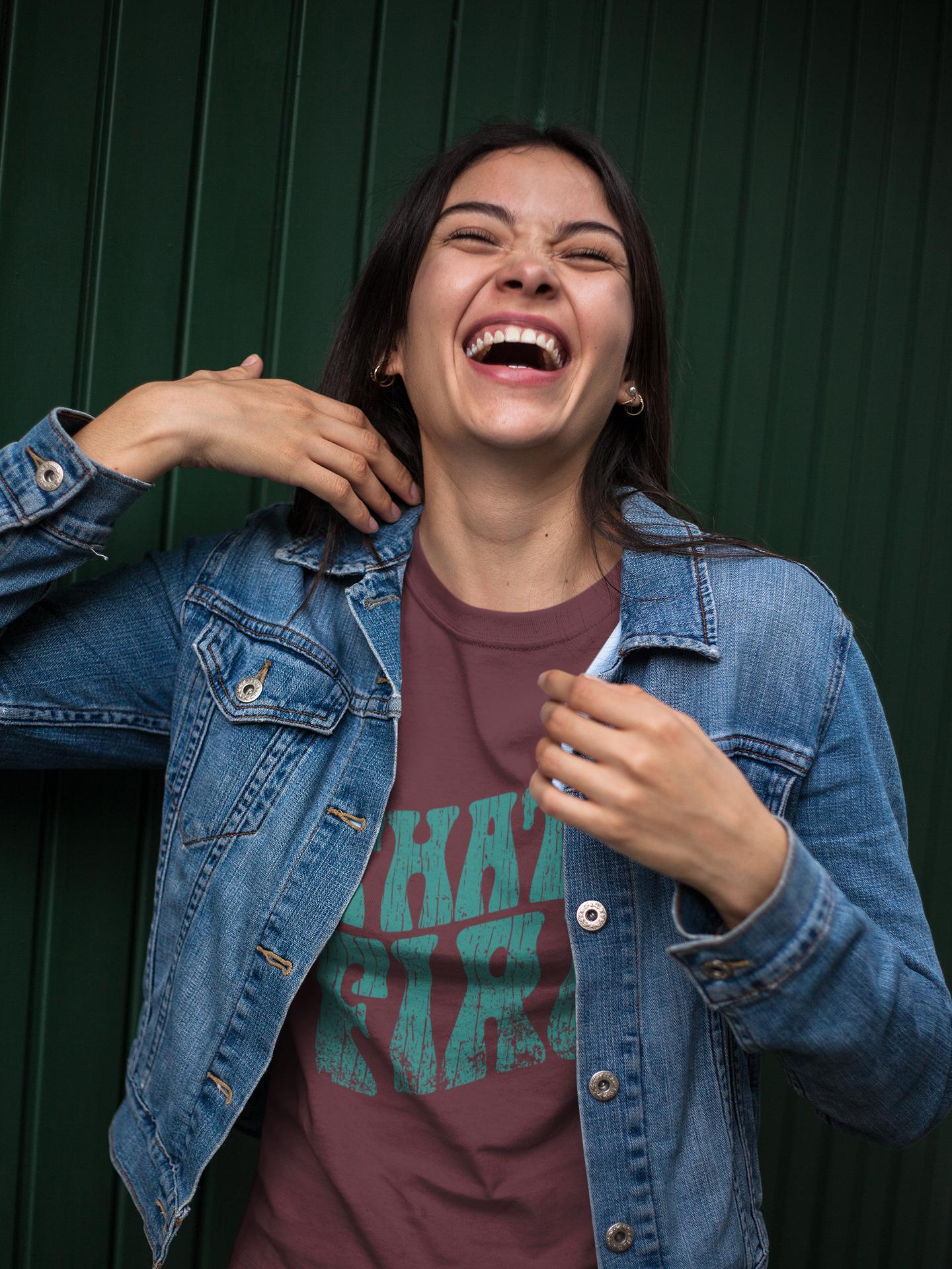 Women's 70s Vintage Style T-Shirt – Retro "That's Fire" Graphic Tee