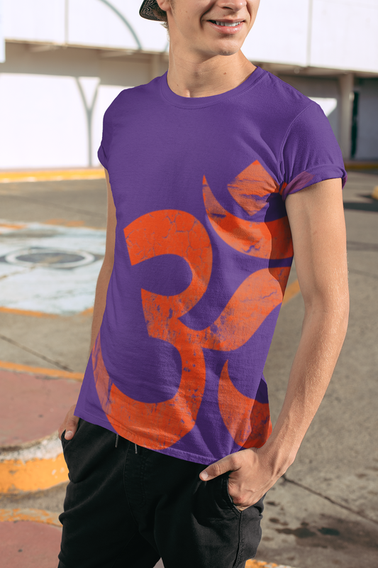 Vintage Ohm Symbol Skater Spiritual Tee for Men (Purple)