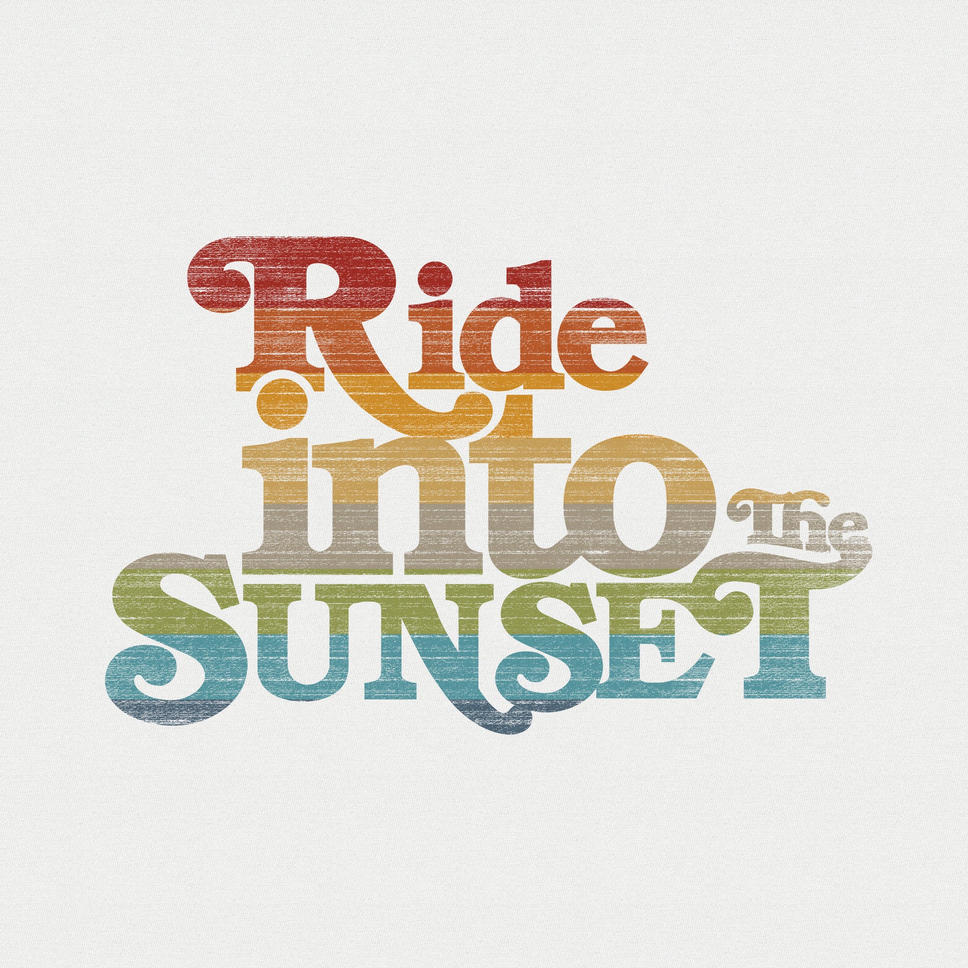 Zoomed View of the Vintage Ride Into The Sunset Front Flat View White Racerback Tank Top